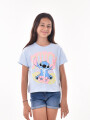 REMERA STITCH HOJAS CELESTE