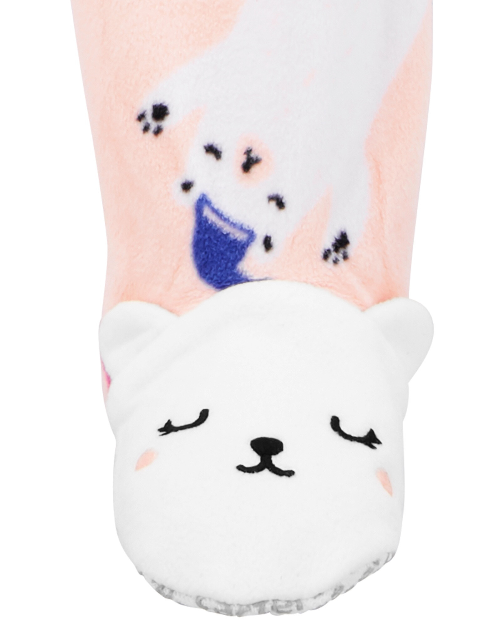 Pijama una pieza de micropolar, con pie, rosado, diseño osos. Talles 12-24M Sin color