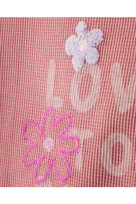 Remera de algodón térmico, estampada Sin color