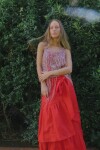 Wave Skirt Lino Rojo