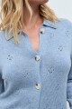 Cardigan calado celeste melange