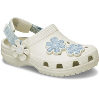 Classic Clog Toddler Denim Flower Blanco