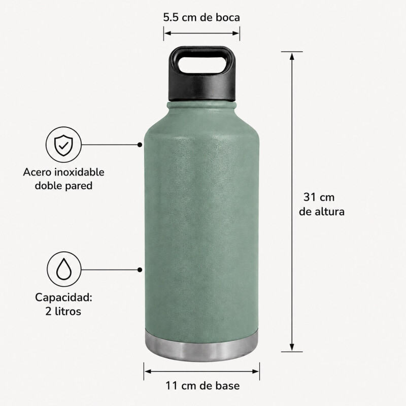 Growler Doble Pared de Acero Inoxidable Verde Growler Doble Pared de Acero Inoxidable Verde