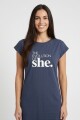 Vestido remeron estampado AZUL MARINO Y BLANCO