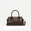 Cartera de mano Call en efecto cuero liso Marron