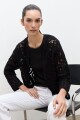 Chaqueta tejida crochet negro