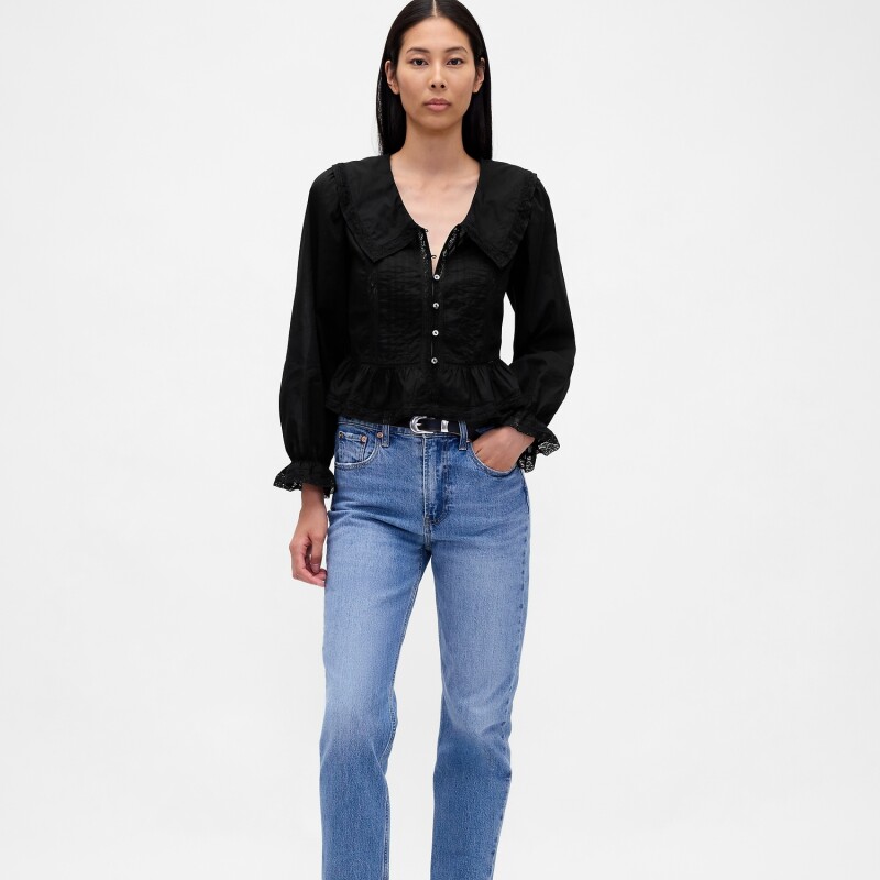 LS LACE EDGE SAILOR COLLAR TRUE BLACK