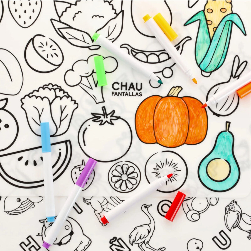 Individuales Lavables Abecedario + Frutas y Verduras Chau Pantallas Individuales Lavables Abecedario + Frutas y Verduras Chau Pantallas