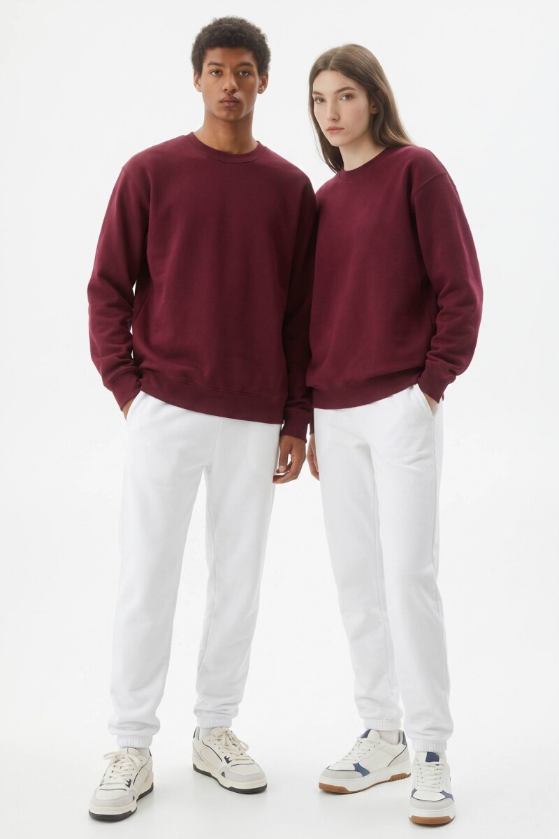 Buzo deportivo clásico escote redondo - UNISEX BORDO
