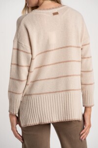 Sweater Rayado Lana Beige Melange