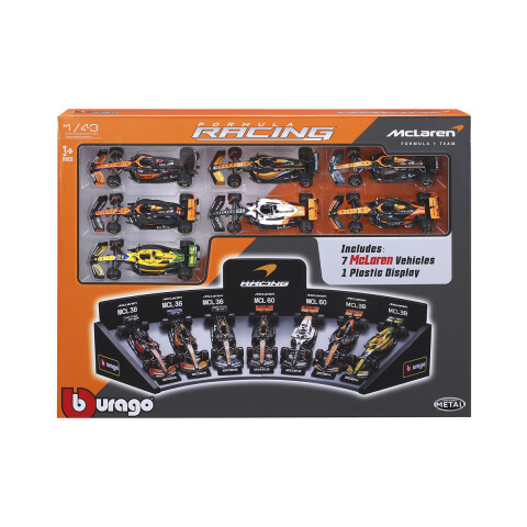 Set x 7 Autos McLaren con Exhibidor Formula 1 Bburago Escala 1:43 U
