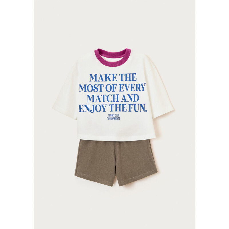 CONJUNTO MM FEM BRANCO COM MARROM