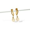 Caravanas Perlas y piedra - Oro bajo - Perla de río y zirconias - CA8022 conperla