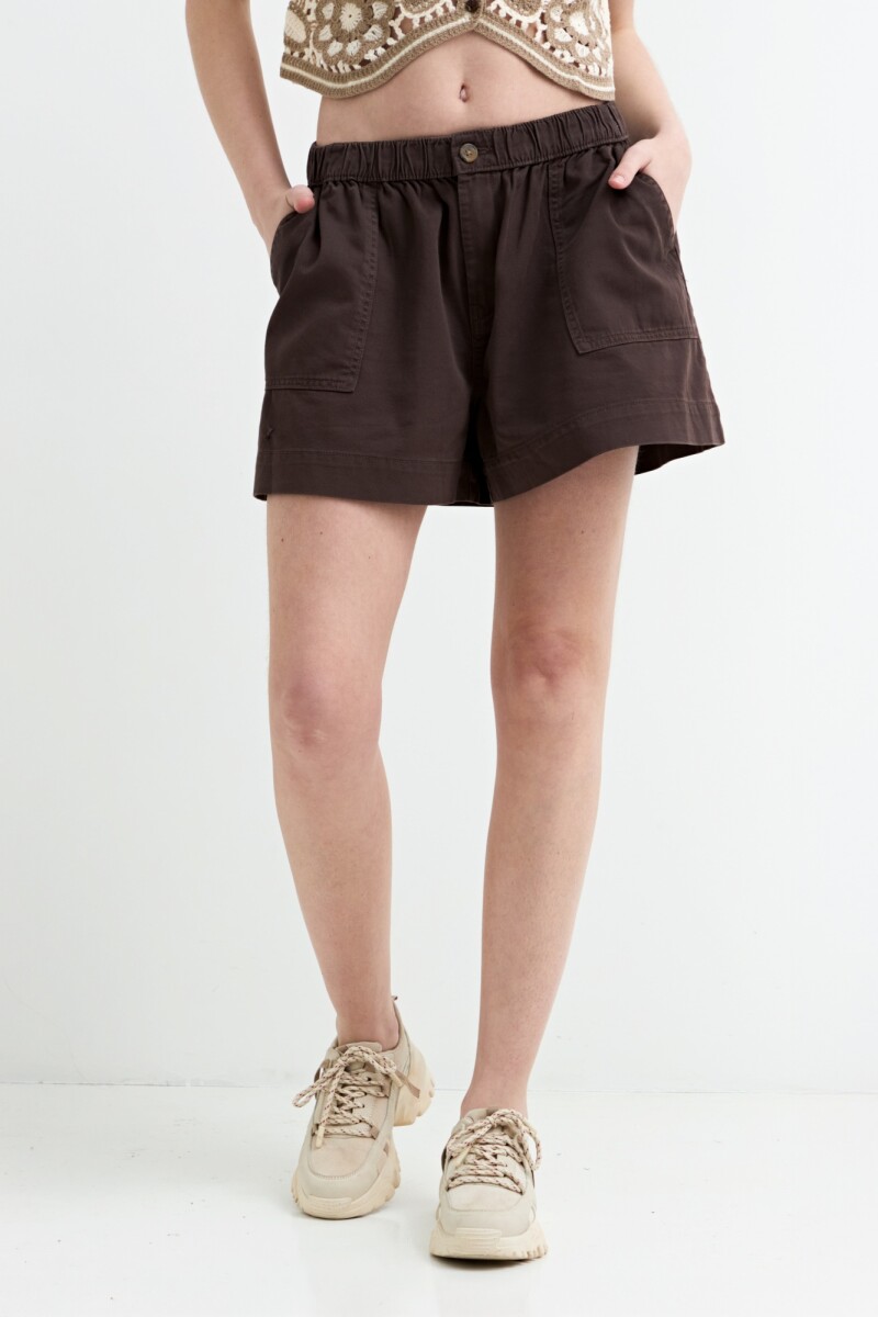 Short con cintura elastizada CHOCOLATE