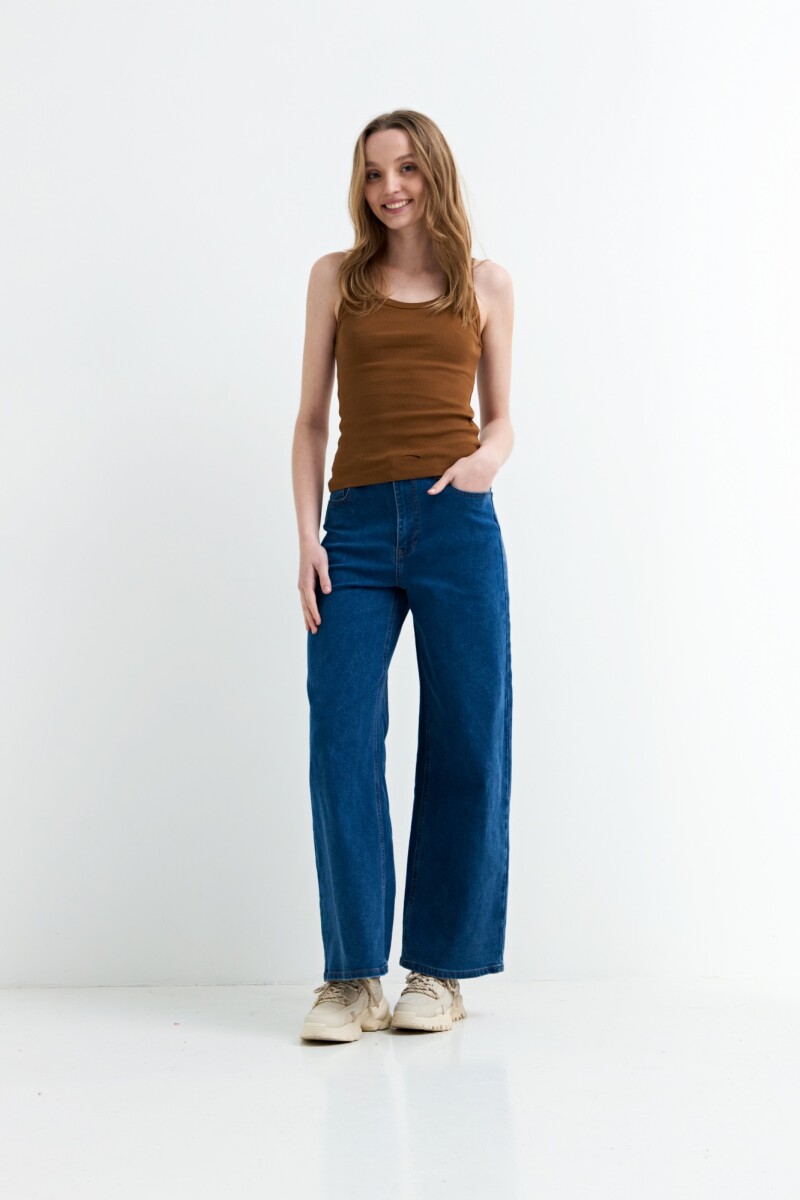 Musculosa en rib tirante finos TOSTADO