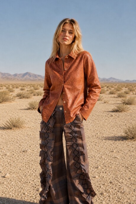 Leather Vila Shirt Cognac