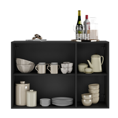 RACK APARADOR PARA TV O AUDIO 3 PUERTAS CON ESPEJOS NEGRO