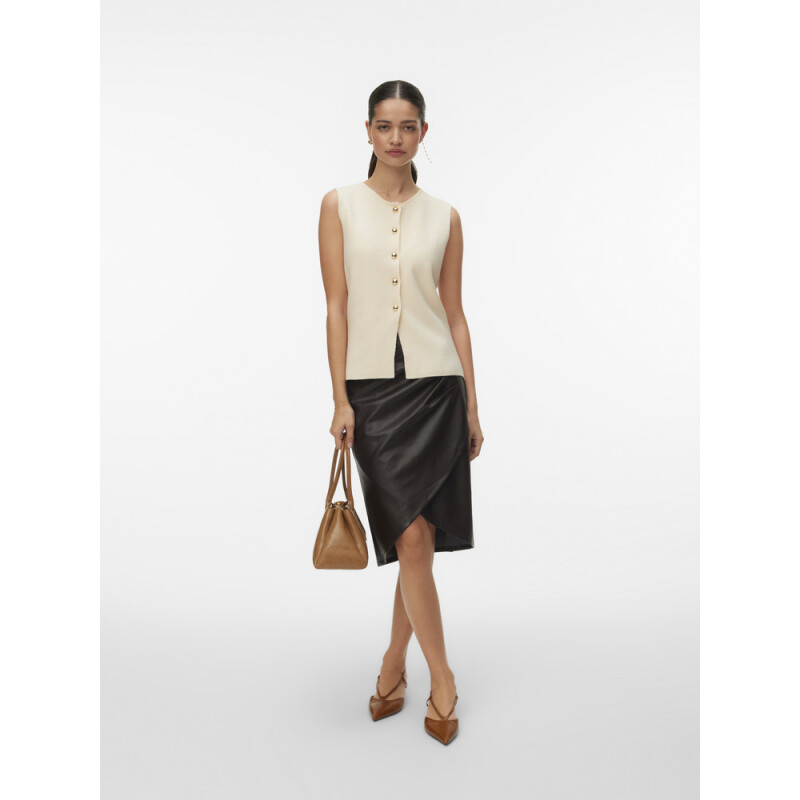 VMSABA SL O-NECK BUTTON VEST BTQ BIRCH
