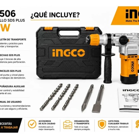 ROTOMARTILLO 1050W 4.5 J INGCO RH10506 N/a