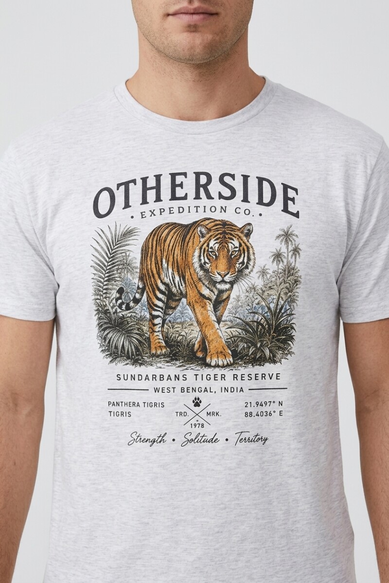 Camiseta estampada Tigre GRIS MELANGE
