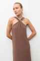Maxi vestido halter chocolate