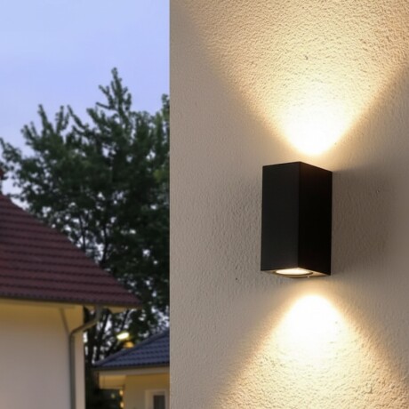 ARTEFACTO EXTERIOR MORITZ PARA ADOSAR EN PARED BIDIRECCIONAL 5W Artefacto Exterior LED Moritz Para Adosar Bidireccional 5W Negro