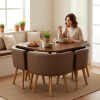 Juego De Comedor Honguito 4 Sillas Mesa 80cm Marron