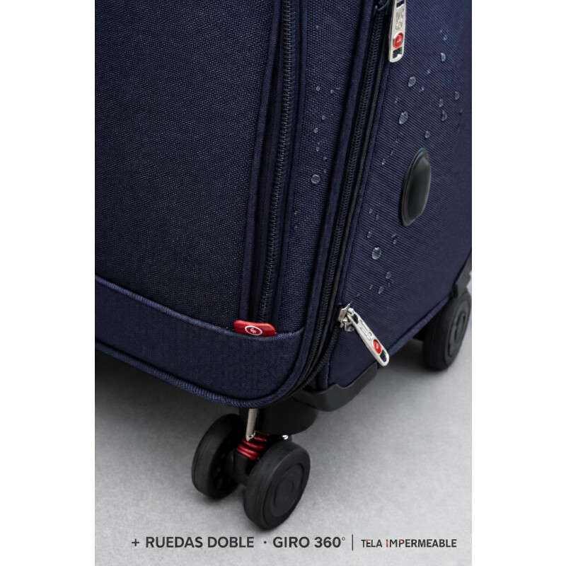 Set de Valijas de Tela con Ruedas | Livianas y Resistentes Azul