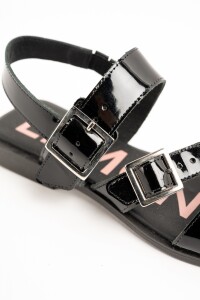 Sandalias De Doble Hebilla Negro