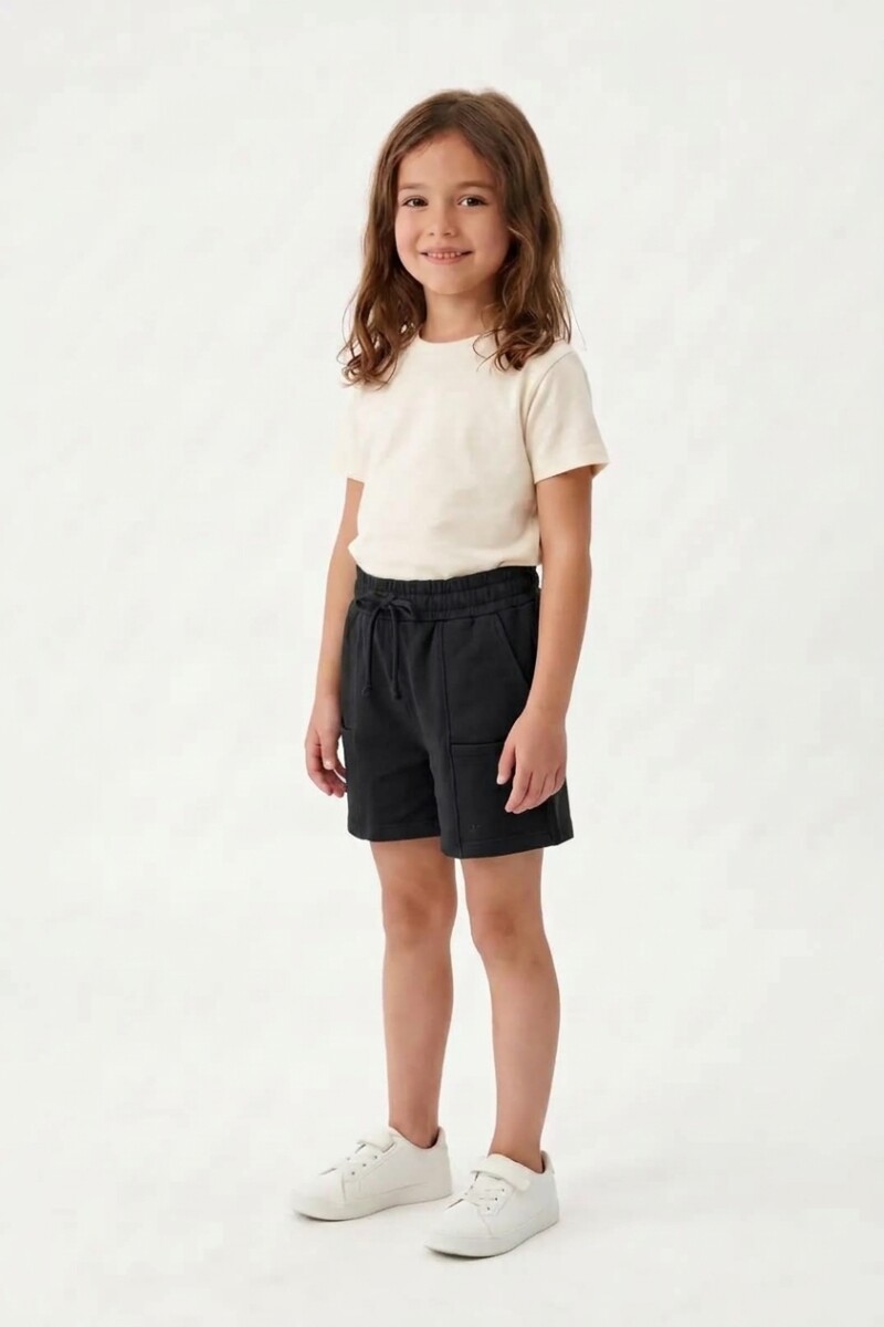 Short en terry con bolsillos NEGRO