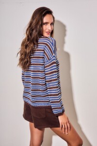 Sweater Rayado Texturado Azul