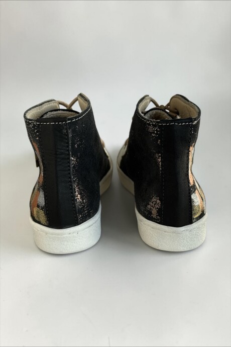 Bota Daria Negro Jaspeado Peltre Combinado Con Arte Bota Daria Negro Jaspeado Peltre Combinado Con Arte