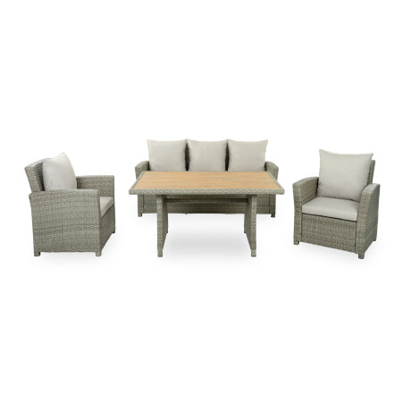 SET DE COMEDOR RATTAN-SINTETICO NATURAL-BEIGE MALIBU