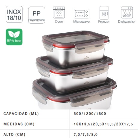 Taper Set 3 Unidades Ecoinox Lacor Taper Set 3 Unidades Ecoinox Lacor