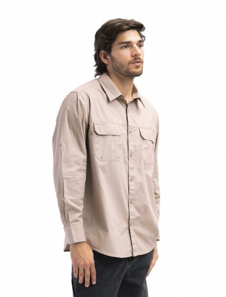 Camisa Algodón Manga Larga Fishing Beige