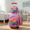 Mochila con carrito, lonchera y cartuchera. Mariposa