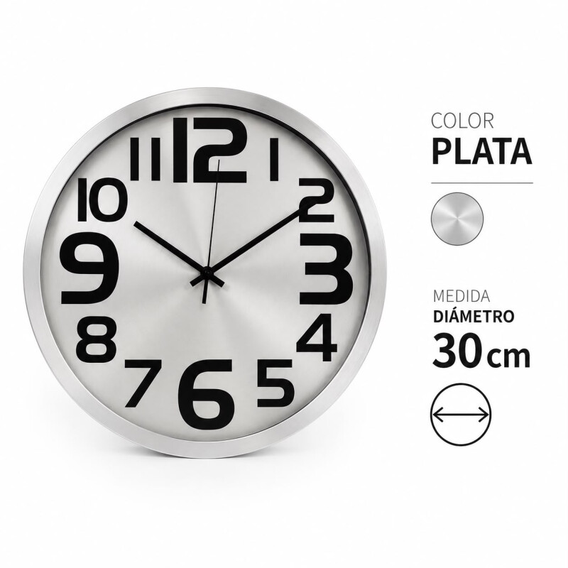 Reloj de Pared D30cm - Plata Reloj de Pared D30cm - Plata