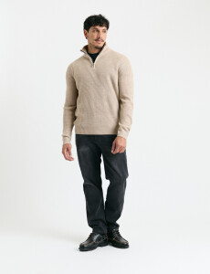 470587 SWEATER PUNTO MEDIO CIERRE HARRY Beige