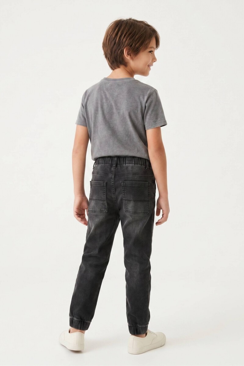 Jogger de jean con cintura ajustable JEAN NEGRO
