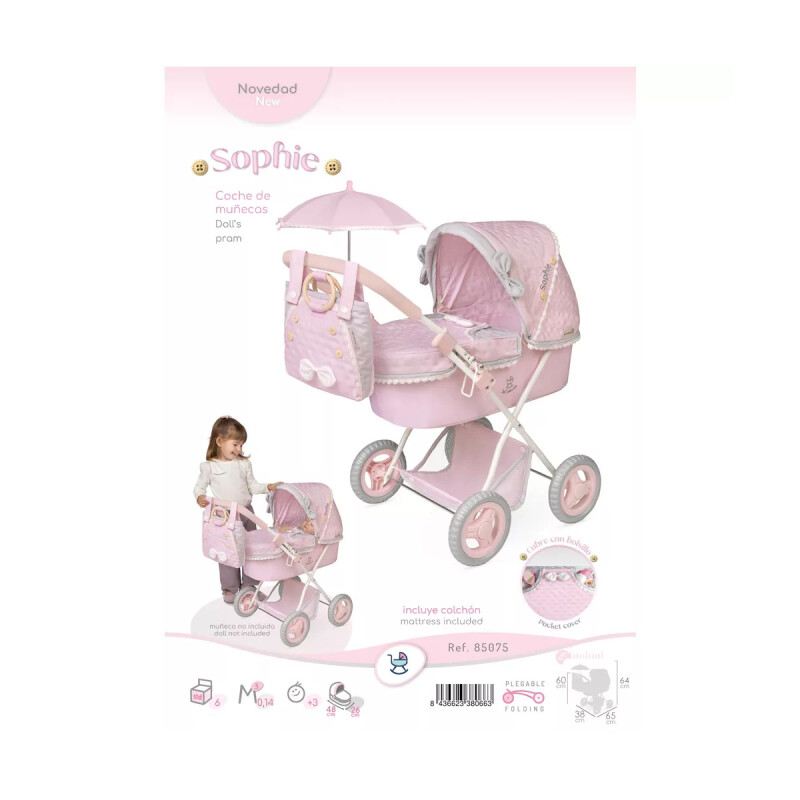 Coche de Muñecas Plegable con Sombrilla y Bolso Coche de Muñecas Plegable con Sombrilla y Bolso