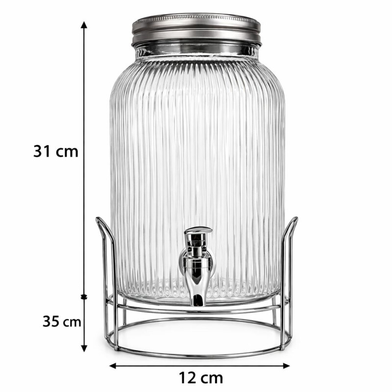 Dispensador de Bebidas de Vidrio con Canilla y Soporte Metálico 5L Dispensador de Bebidas de Vidrio con Canilla y Soporte Metálico 5L