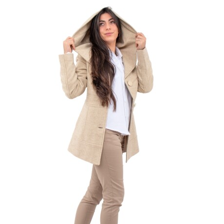 Abrigo Lana con Capucha Amanecer Beige