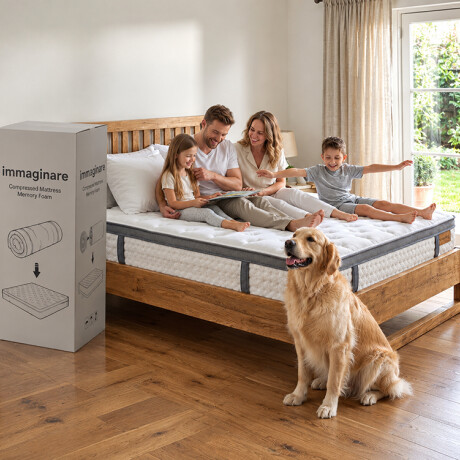 COLCHON EN CAJA DUBAI DORMITORIO HÍBRIDO RESORTES QUEEN SIZE