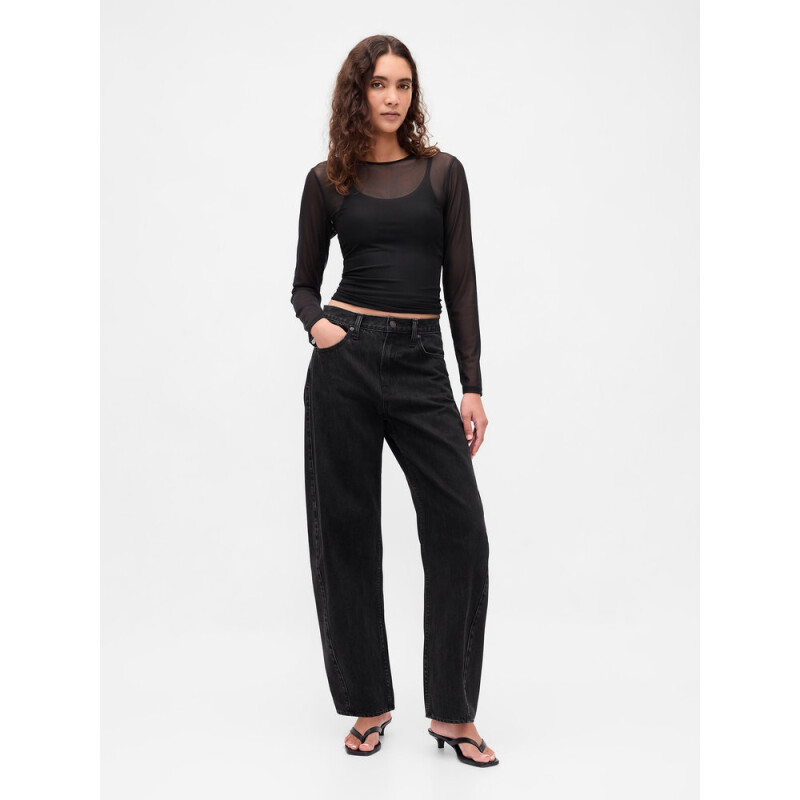 LS MESH CREW BLACK