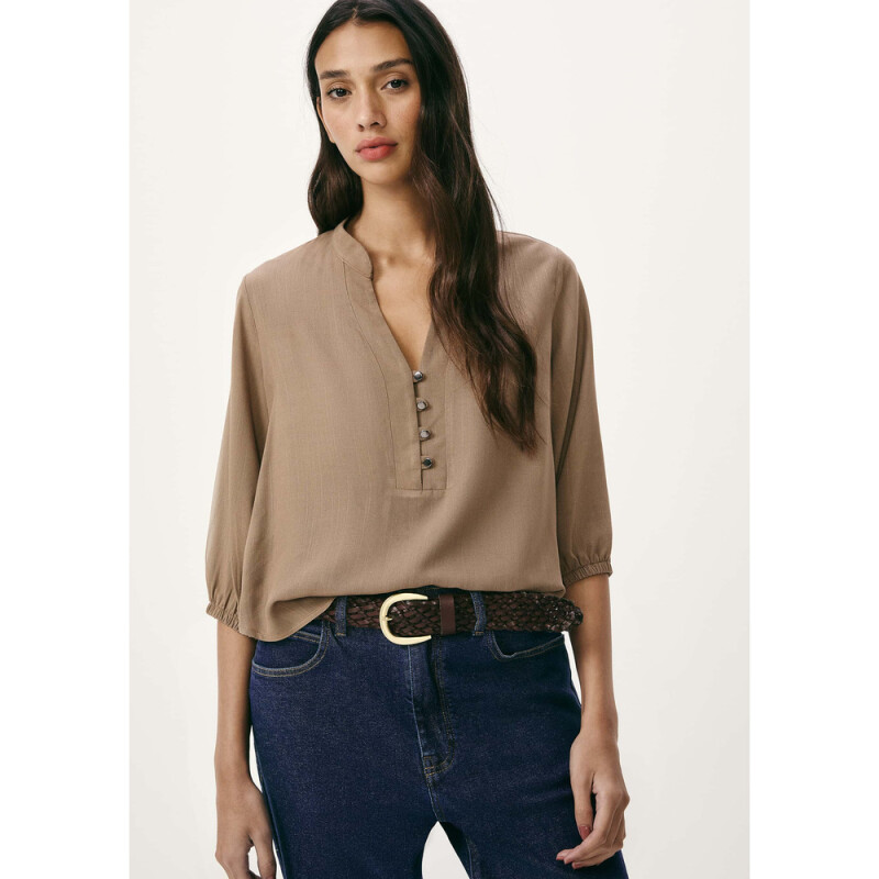 BLUSA FEM MARROM MEDIO