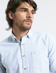 012622 CAMISA HARRINGTON LABEL Azul / Natural