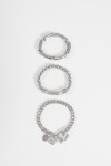 Set de 3 pulseras de cuentas plateado