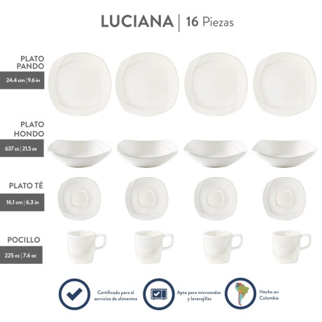 Juego de Vajilla 16 Piezas Luciana Corona Juego de Vajilla 16 Piezas Luciana Corona
