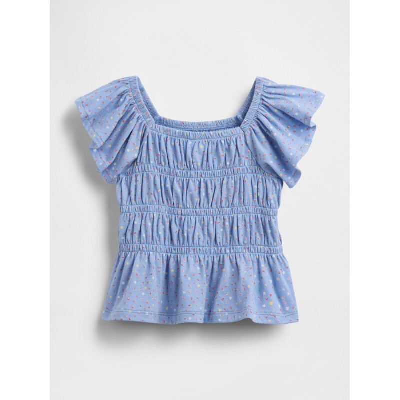 SS FLTR SMOCKED JSY TOP - MARCH SHIRTING BLUE