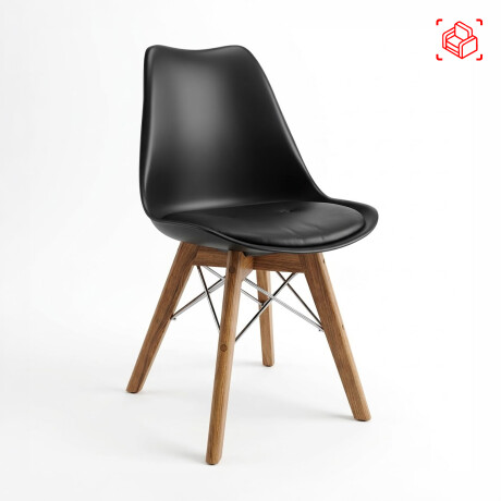 SILLA DE COMEDOR POLIPROPILENO-Y-MADERA NEGRO ESTILO EAMES